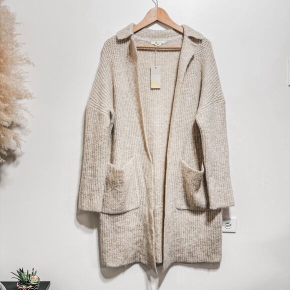 Boden Womens Fluffy Ribbed Wool Mohair Blend Duster Coatigan Size S NWT in Oat - Picture 4 of 8